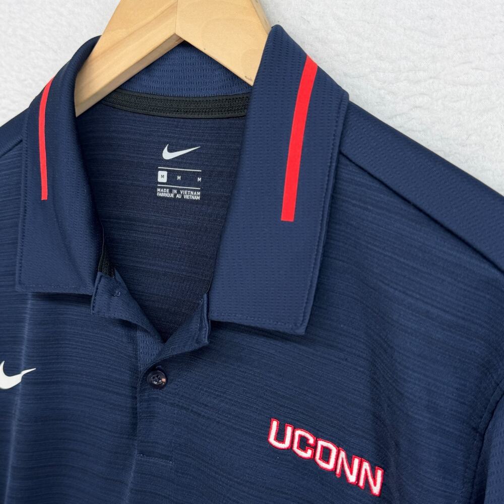 UCONN Shirt Mens M Huskies University College CT NIKE Polo Long Sleeve Blue